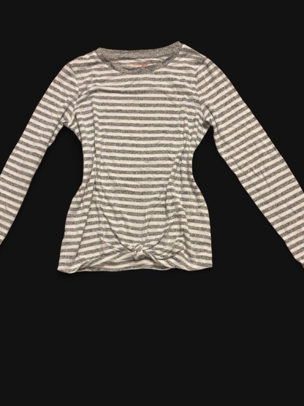Striped Long-Sleeve shirt- Gray & White